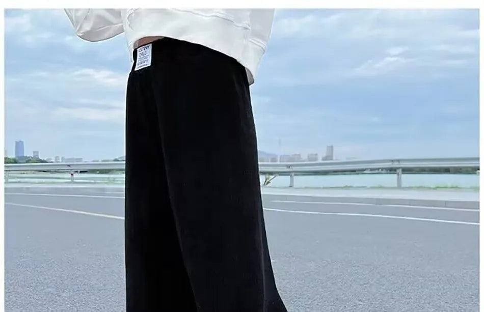 Pantalons à jambes larges pour filles, en velours côtelé, décontractés, à jambes droites, tendance, pantalons longs amincissants, nouvelle collection printemps et automne