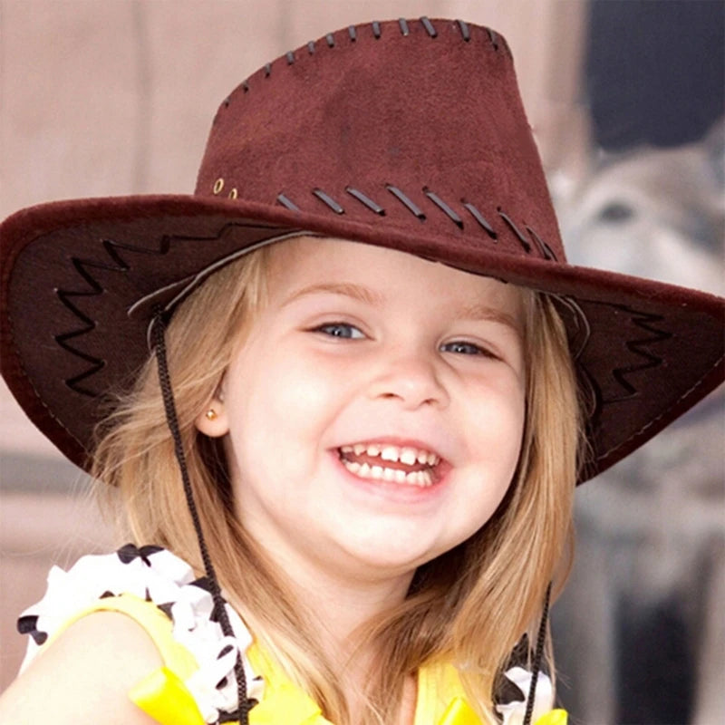 Chapeau de cowboy occidental à bord incurvé pour enfants, chapeau de soleil extérieur pour tout-petits, cadeaux d'anniversaire pour enfants, casquette de vacances, chapeau de cosplay de fête, nouveau