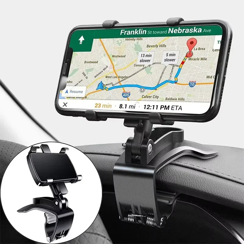 Support de téléphone de voiture rotatif à 360 degrés, Support GPS universel, Clip de tableau de bord, Support de téléphone portable de voiture dans la voiture pour iPhone