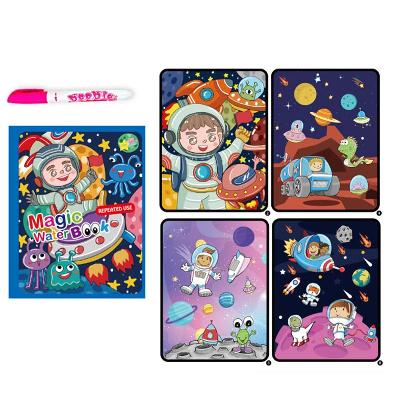 Jouets d'éducation précoce pour enfants, livre magique avec stylo, dessin à l'eau, jouets Montessori, livre de coloriage réutilisable, livre de dessin magique