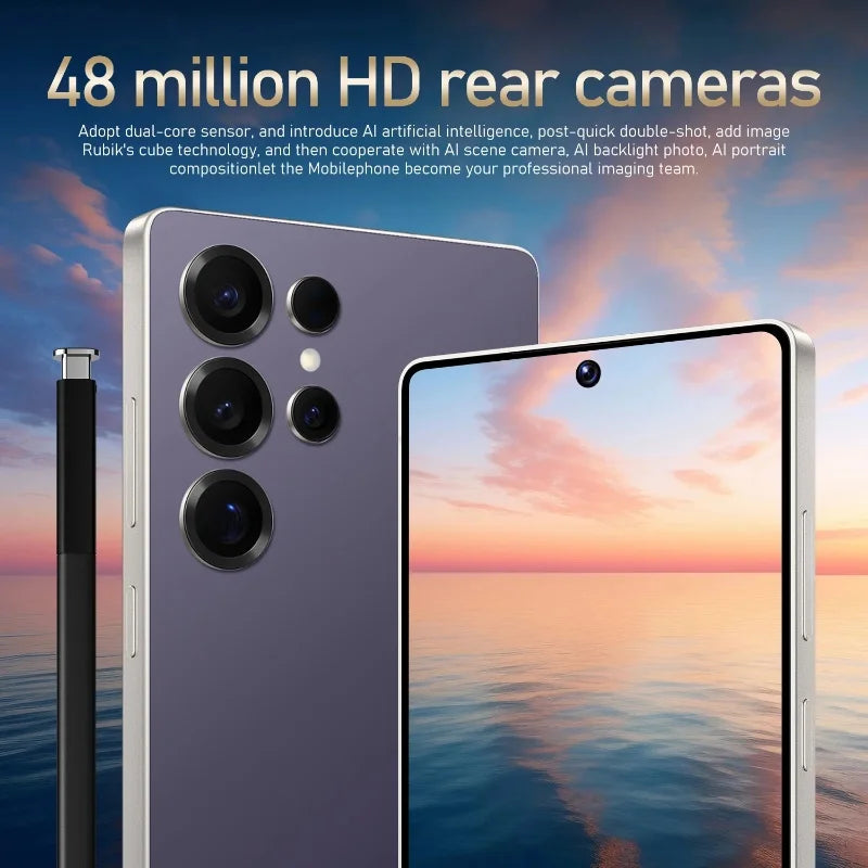 Vision mondiale S25 Ultra Smartphone 5G Android 12 8GB RAM 512GB ROM 6.8 pouces téléphone 1920x1080HD 24 + 48MP 4 5G réseau téléphones mobiles