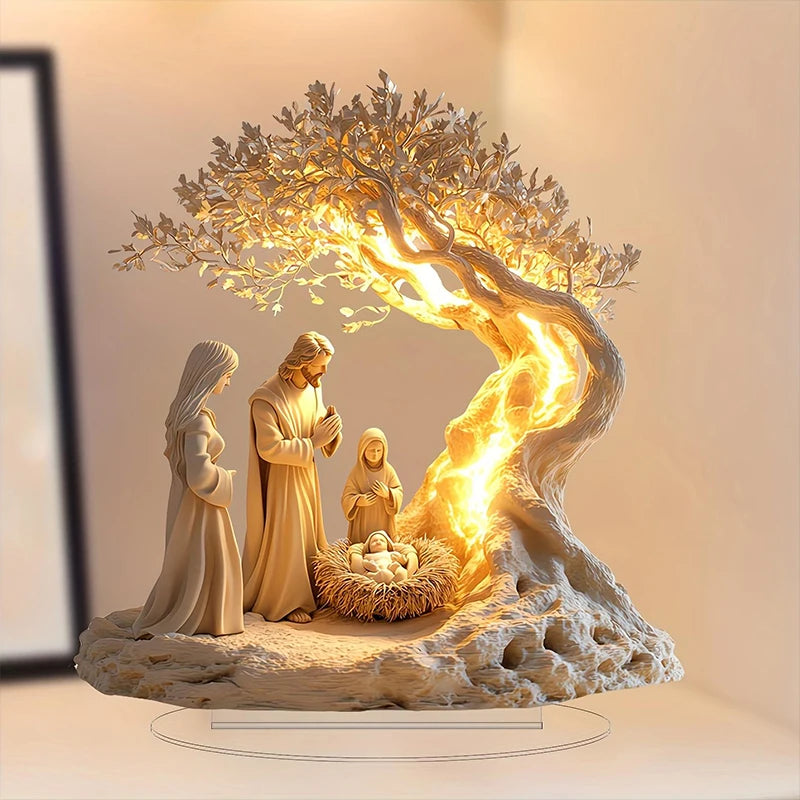 2D Easter Nativity Scene Figurine, 1 Piece, Tabletop Decoration, Nativity Figurine Set, Home Decoration, Church Gift