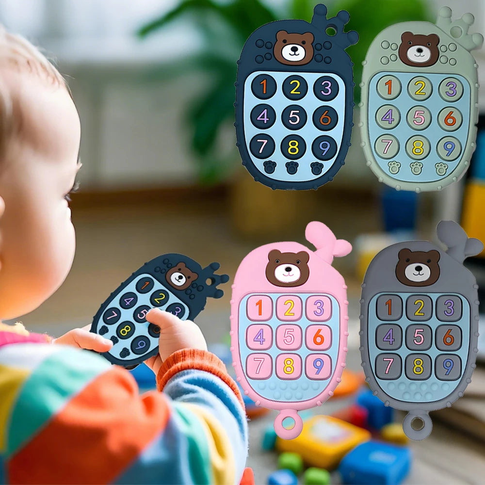 Anneau de dentition en Silicone Montessori pour bébé, jouets sensoriels avec télécommande pour tout-petits, cadeau pour garçons et filles