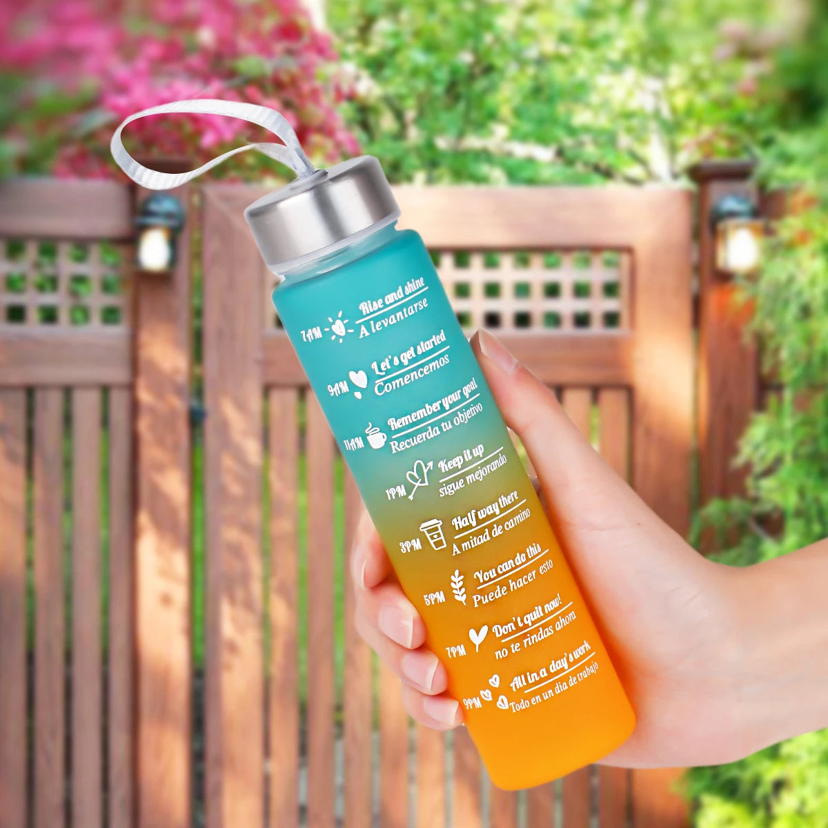 Bouteille d'eau de 300ml sans BPA, anti-fuite, bouteilles de boisson de haute qualité avec marqueur de temps, Fitness, sport, réutilisable en plein air