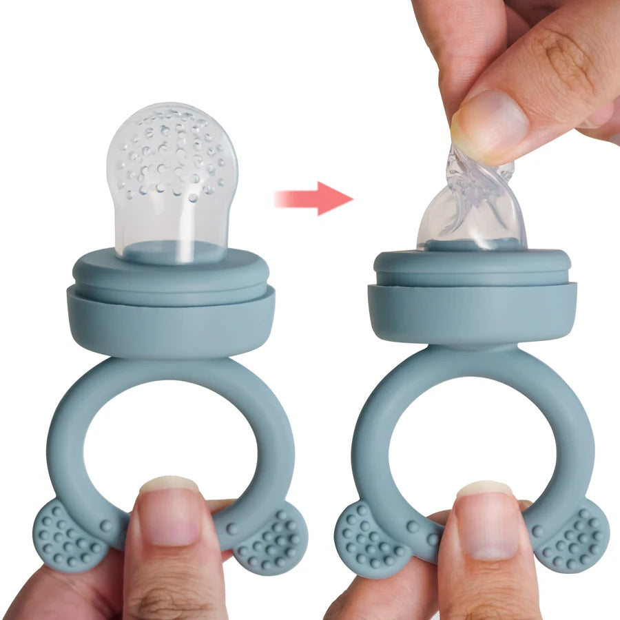 Sucette pour bébé mangeoire à fruits avec couvercle en Silicone, tétine pour nouveau-né, fruits frais, aliments, légumes, sucette d'alimentation, jouets de dentition pour bébé