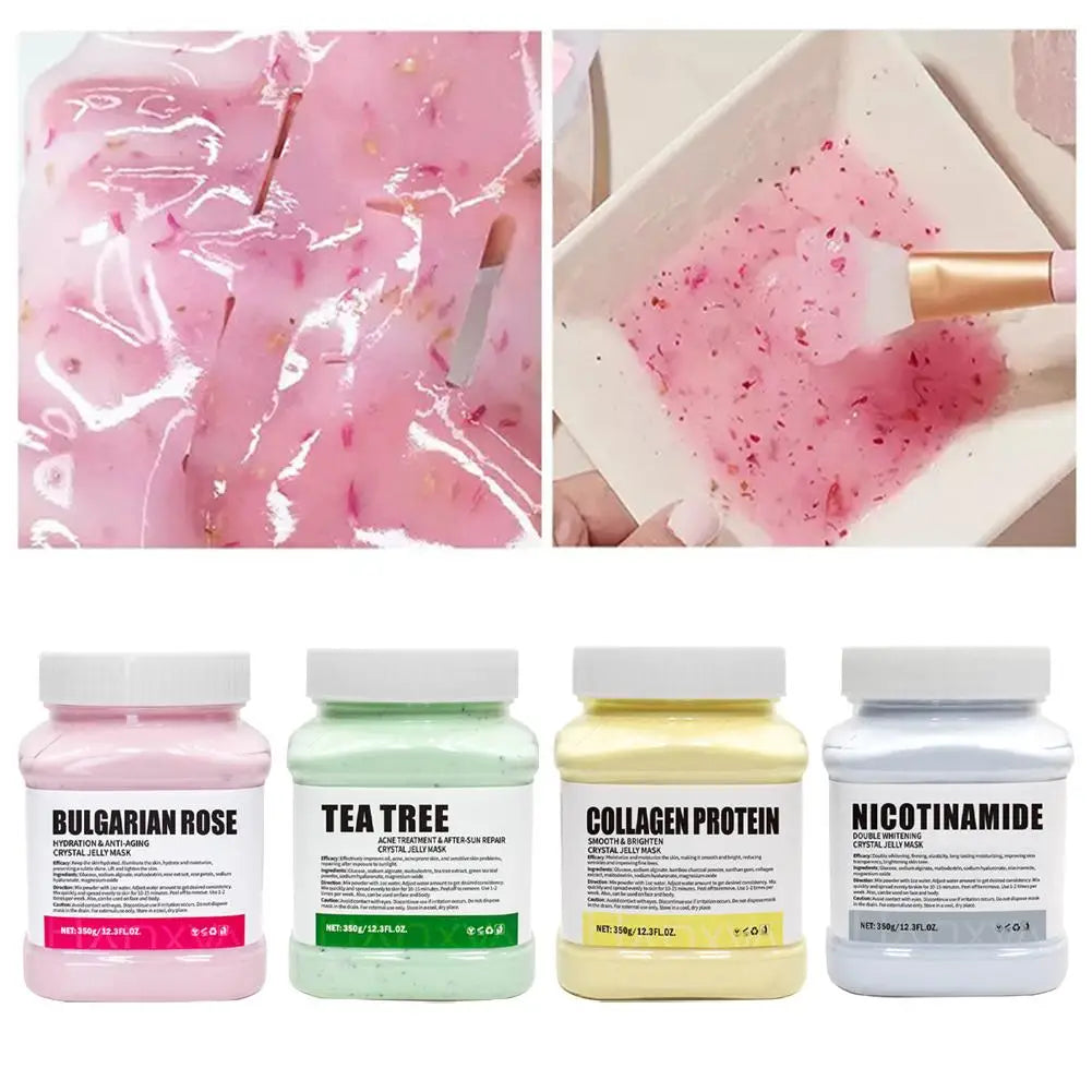 Masque de gelée de cristal de couleur, poudre hydratante, éclaircissante, traitement du visage pour produit de soins de la peau brillant