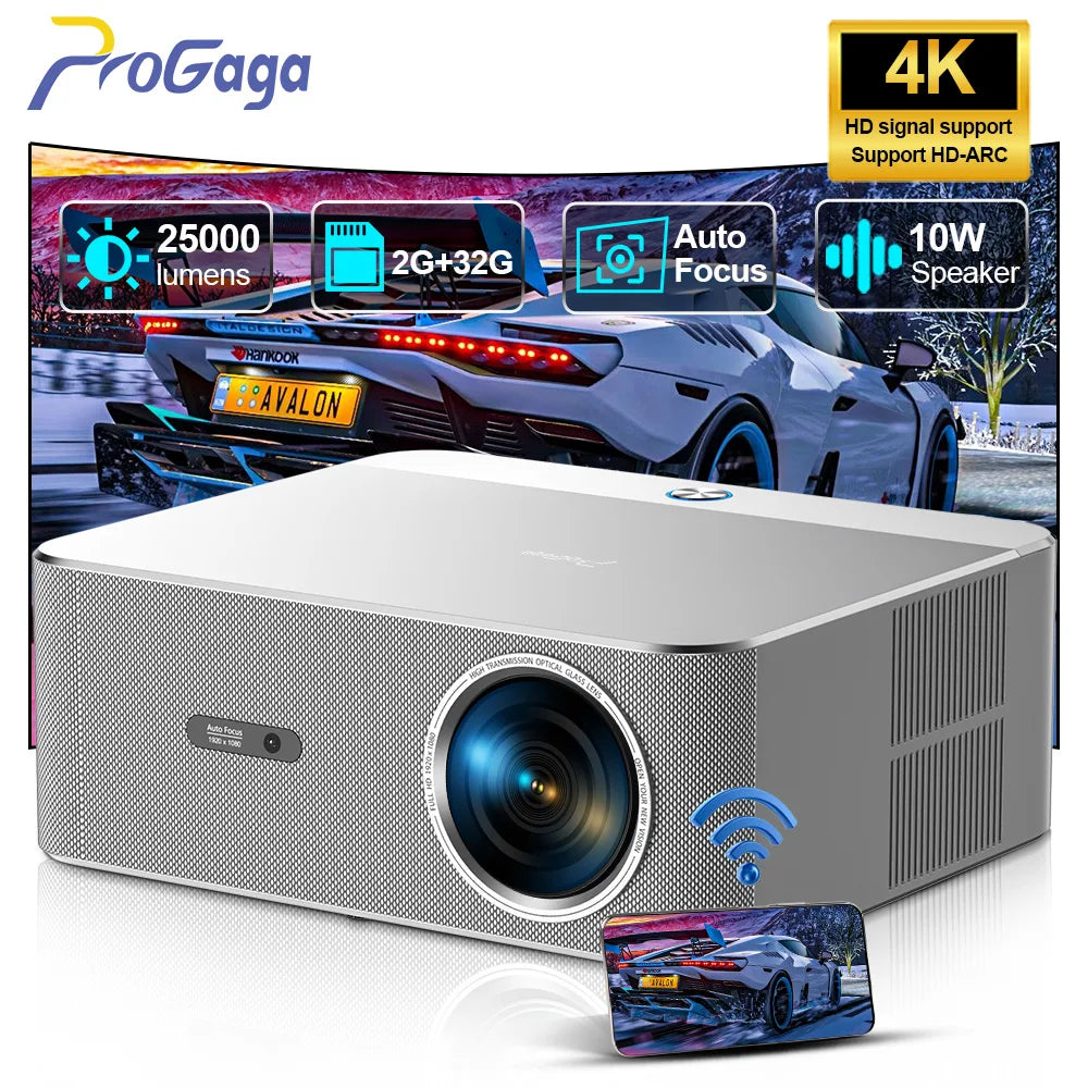 PROGAGA Full HD 1080P projecteur 4k PG610W Android WiFi mise au point automatique PG610 projecteur Portable PK DLP Home cinéma faisceau de film extérieur vidéo projecteur videoprojecteur 4k home cinéma
