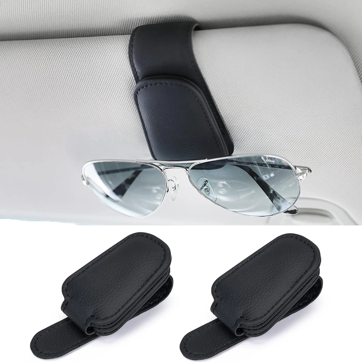 Porte-lunettes de soleil de voiture pour visière de voiture, Clip magnétique en cuir, porte-lunettes, accessoires de voiture de camion pour femmes et hommes