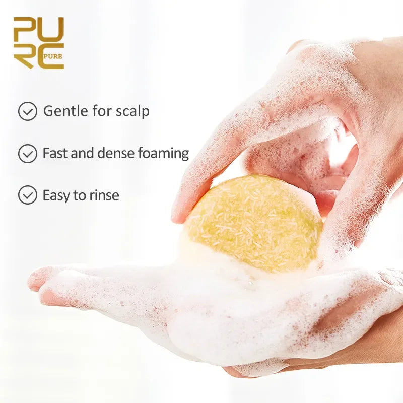 PURC-Shampoing en Polygonum pour Cheveux Gris et Blanc, Barre de Traitement du Cuir oral elu, au Charbon de Bambou de Regina, Solide, 60g