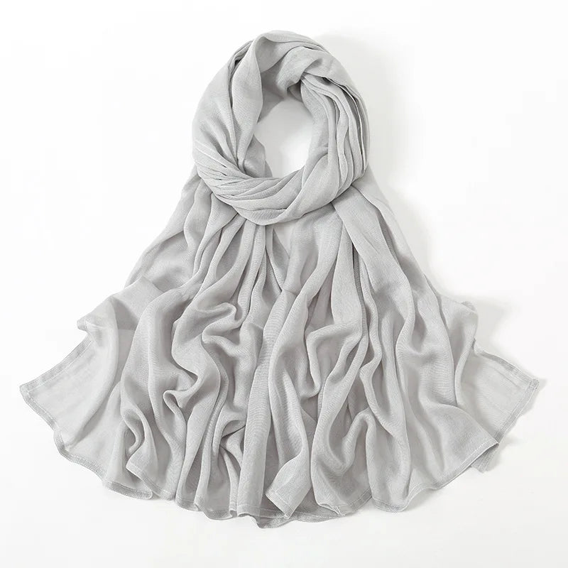 Ramadan Solid Color Plus Size Cotton Rayon Hijab Scarf Women's Muslim Headscarf Wraps Shawls Muslim Women's Headband Islamic Turban