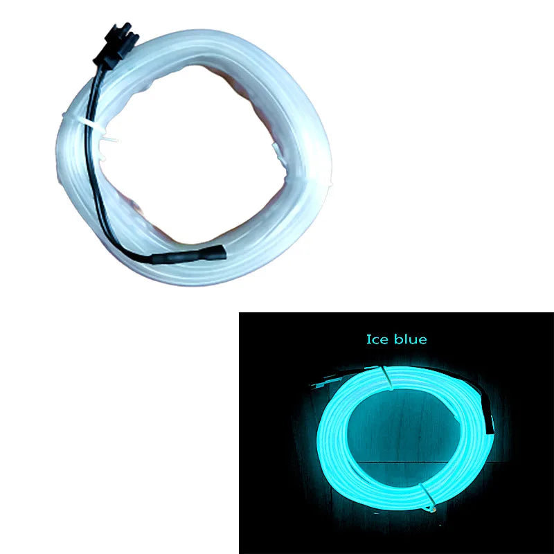 Bande LED d'éclairage d'ambiance intérieure de voiture, 5m, 5V, Tube de ligne de lumière froide EL Flexible avec USB, lampe d'ambiance de décoration automobile