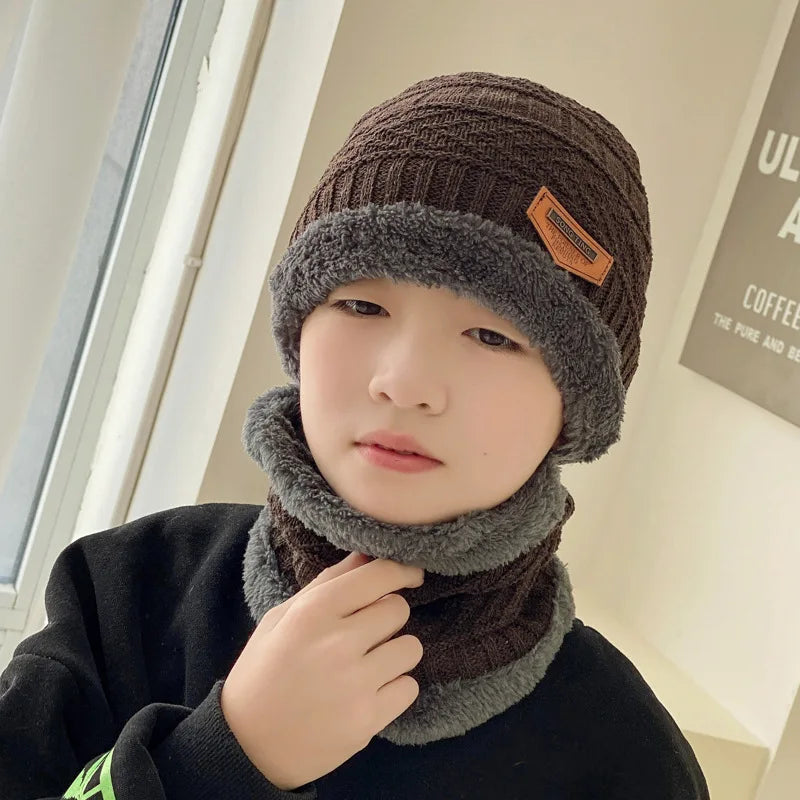 Enfants chaud tricoté chapeau écharpe ensemble enfants automne hiver chapeau doux tricoté Bonnet infantile enfants chapeau pour garçons filles