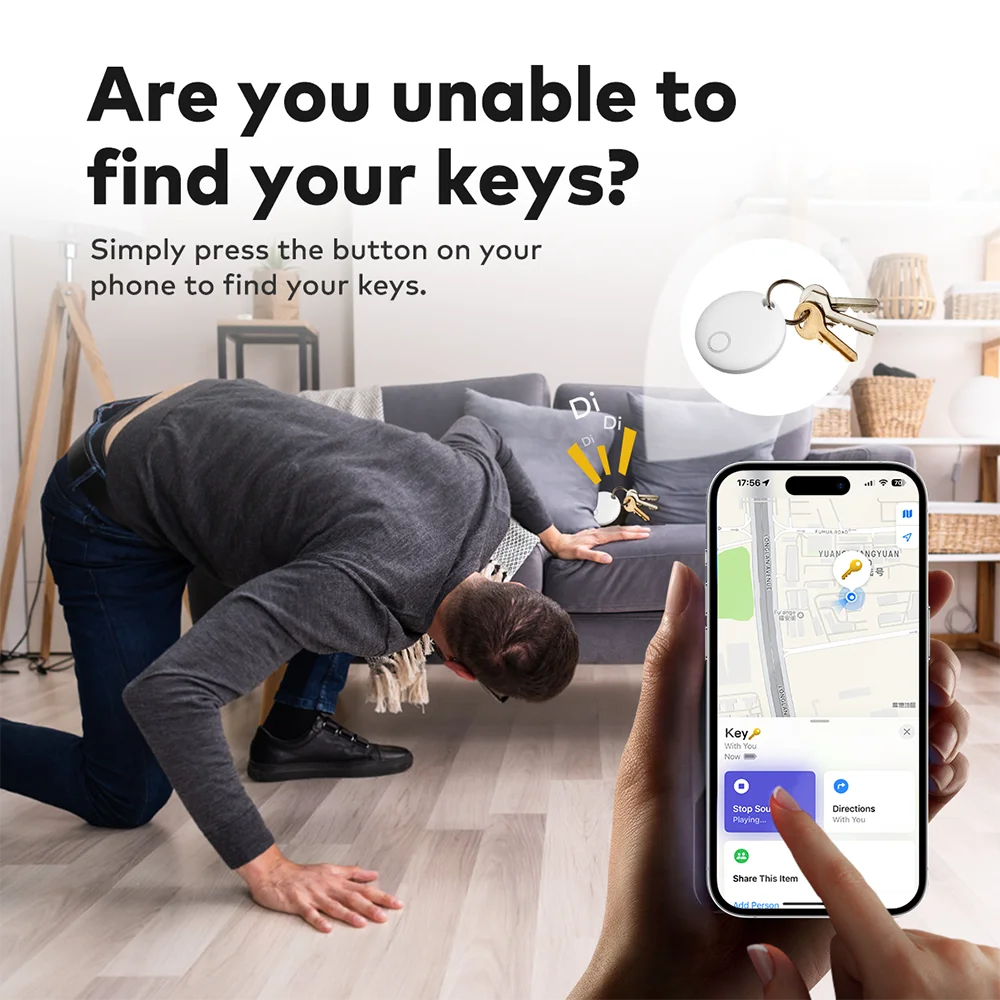 Find My Lost Tracker pour clé de voiture, localisateur de porte-bagages, longue durée de vie de la batterie, anti-perte, intelligent, iOS (uniquement)