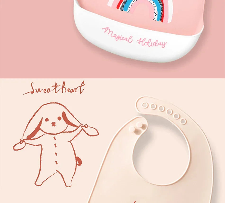 Bavoirs en Silicone souple pour bébés garçons et filles, bavoir imperméable pour nourrissons, tabliers de dessin animé pour nouveau-nés, bavoirs pour tout-petits, tissus pour rots, Bandana