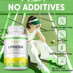 Lipozem naturel - Suppresseur d'appétit, brûleur de graisse, soulage le gonflage et le constipation, améliore le métabolisme - 120 capsules