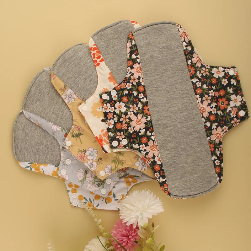 Serviettes hygiéniques antidérapantes, 5 pièces, doublure en graphène, tissu en coton, serviettes hygiéniques respirantes et lavables pour femmes, période avec sac humide