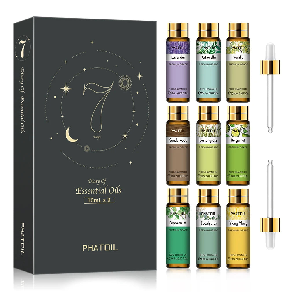 Pure natural gift set for humidifier and diffuser, essential oil set, Regina aromatic oil for skincare, DIY crafting, below, 10ml, 9 pieces