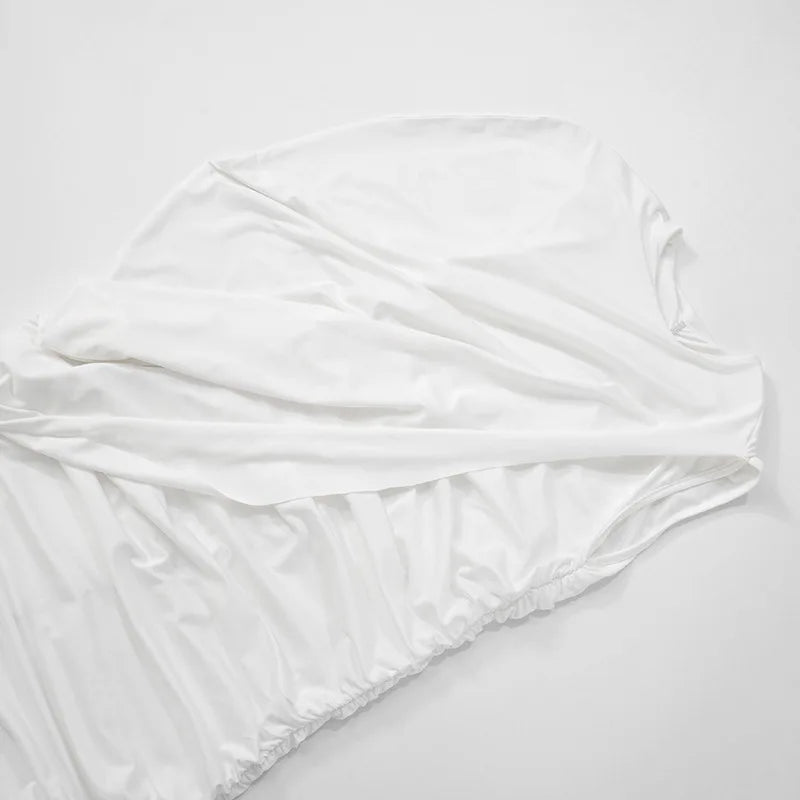 Joskaa – Mini robe plissée élégante, col rond, asymétrique, manches simples, façonnant le corps, pour femmes, vêtements de club de fête de vacances d'été, 2025