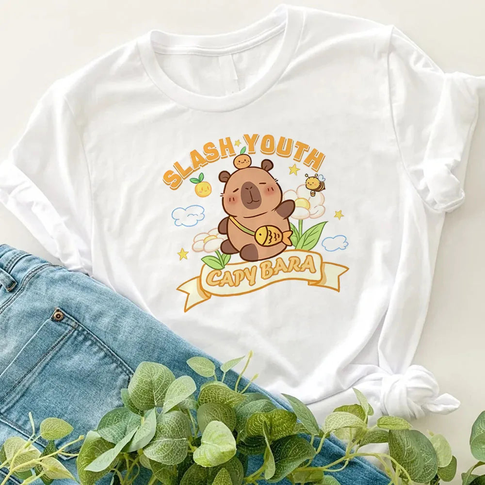 Enfants T-shirt basique femmes hommes Capybara t-shirts 3-10 ans enfants à manches courtes vêtements garçons filles col rond hauts cadeaux d'anniversaire