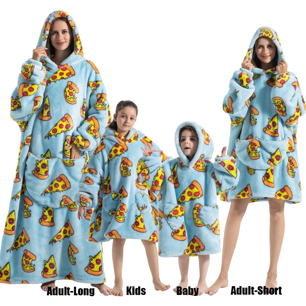 Sweat-shirt à capuche d'hiver pour femmes et hommes, pull polaire géant TV, couverture surdimensionnée avec manches, vêtements citrouille d'halloween pour adultes