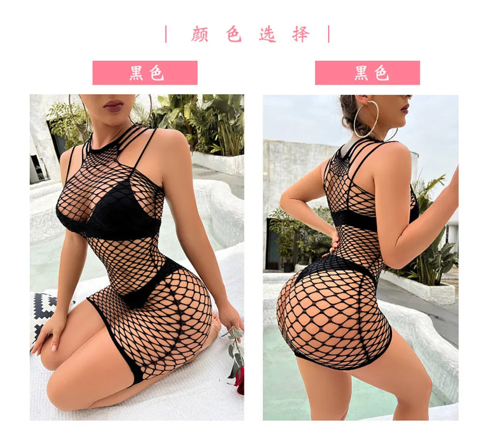 Robe d'été femmes robes d'été maille noire chaude estidos de verano mujer sexy club plage chemise de nuit robe chaude kimino