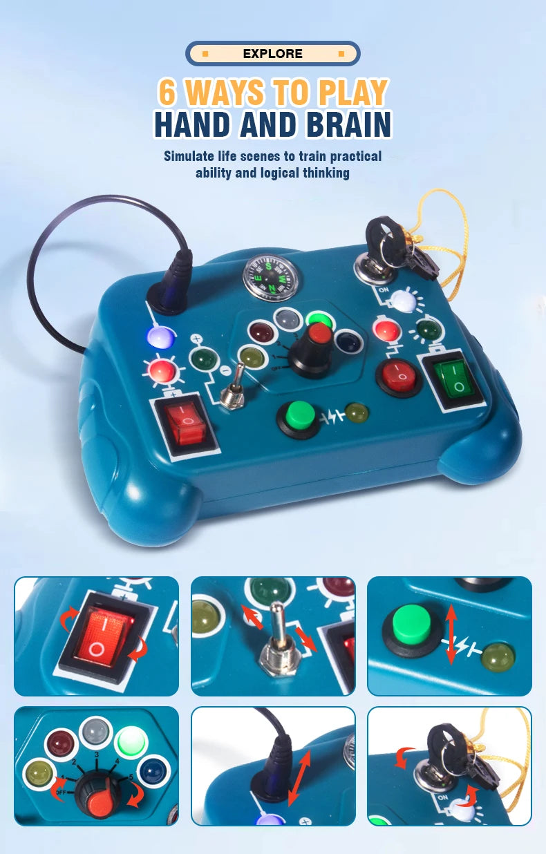 Planche occupée, interrupteur de lumières Led, jouets sensoriels Montessori, Puzzle électrique Portable, jouet éducatif précoce, cadeau pour enfants en bas âge