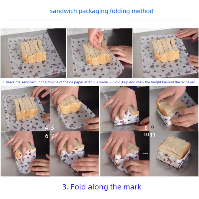 Papier ciré de qualité alimentaire, 50 pièces/lot, papier de graisse, emballages alimentaires, papier d'emballage pour pain, Sandwich, hamburger, frites, papier huilé, outils de cuisson
