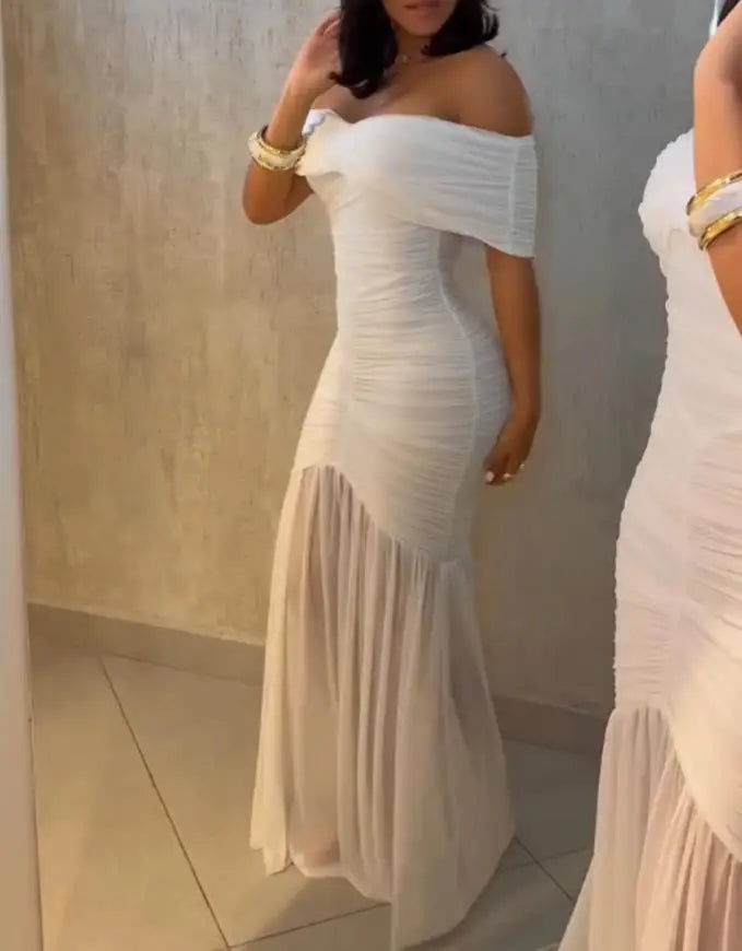 Robes pour femmes 2025 élégant Sexy épaules dénudées froncé taille cintrée robe de soirée coupe ajustée sirène ourlet robe de soirée