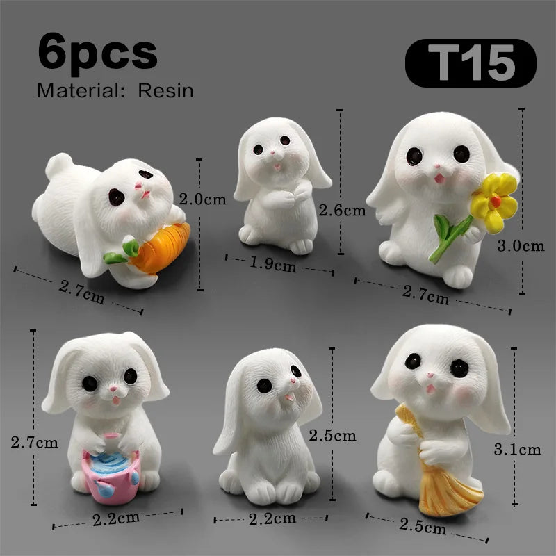Figurine de pâques de noël, lapin blanc, carotte, bricolage, décor de chambre Kawaii, accessoires de décoration de jardin féerique miniatures modernes