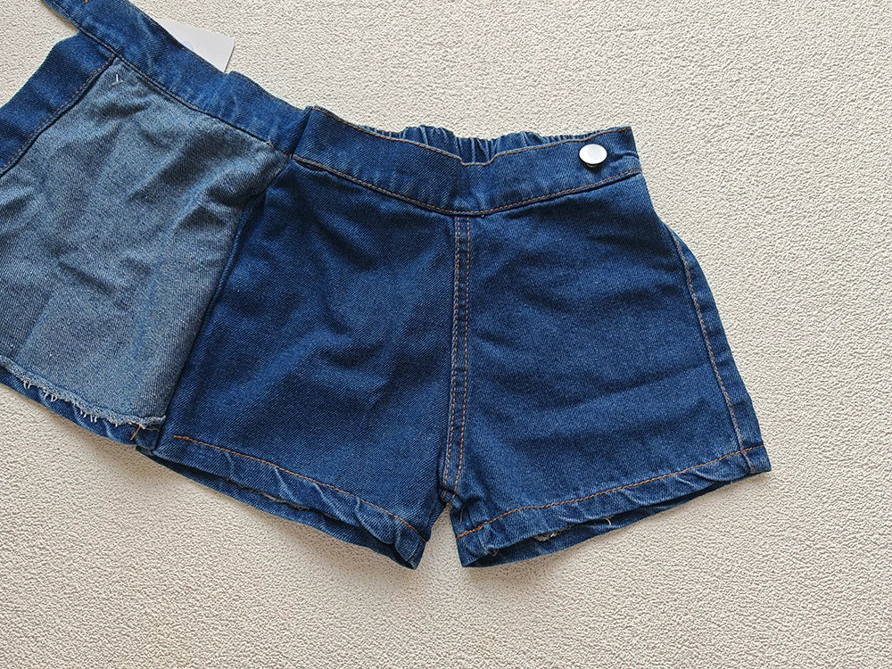 Mode coréenne nouvel été enfants fille jupe short solide taille élastique bouton doux Denim Culotte enfants vêtements polyvalents