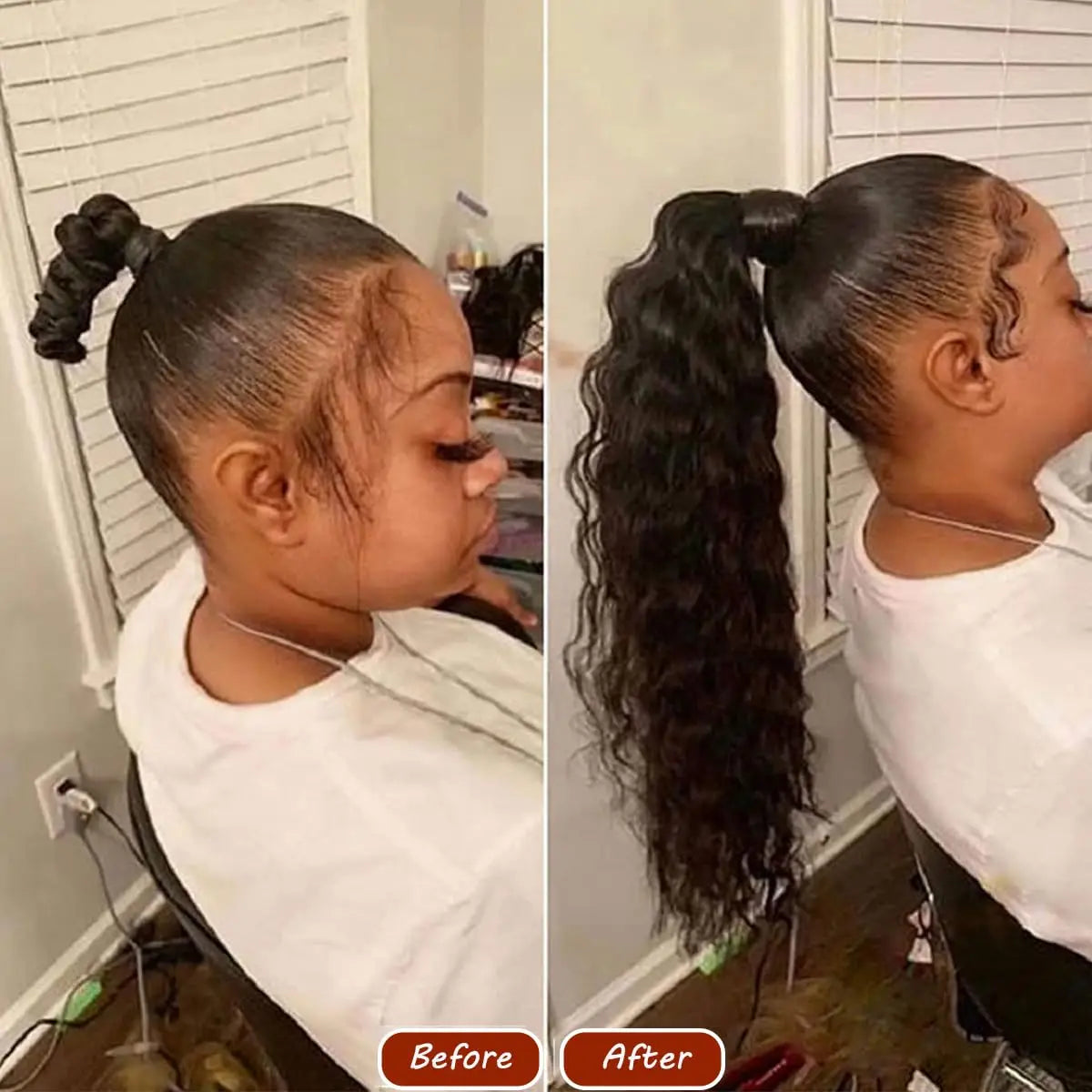 100G queue de cheval Extensions de cheveux humains enveloppe droite autour de la prêle 100% Remy cheveux humains 10 "-32" Extension de queue de cheval pour les femmes