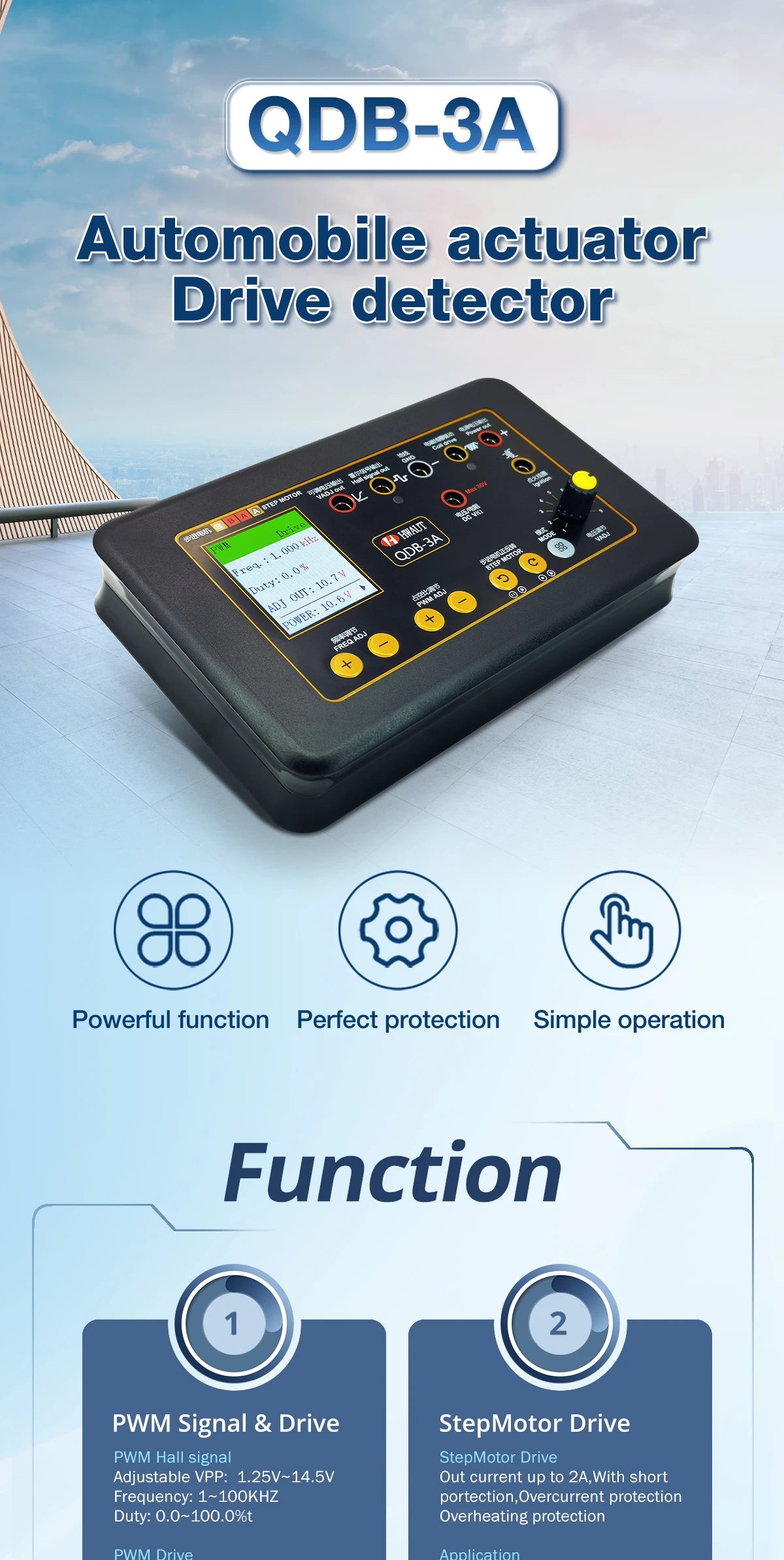 QDB 3A automatic ignition coil tester, electronic throttle test, IAC valves, high COP coils, injectors, FID valves, diagnostic tool