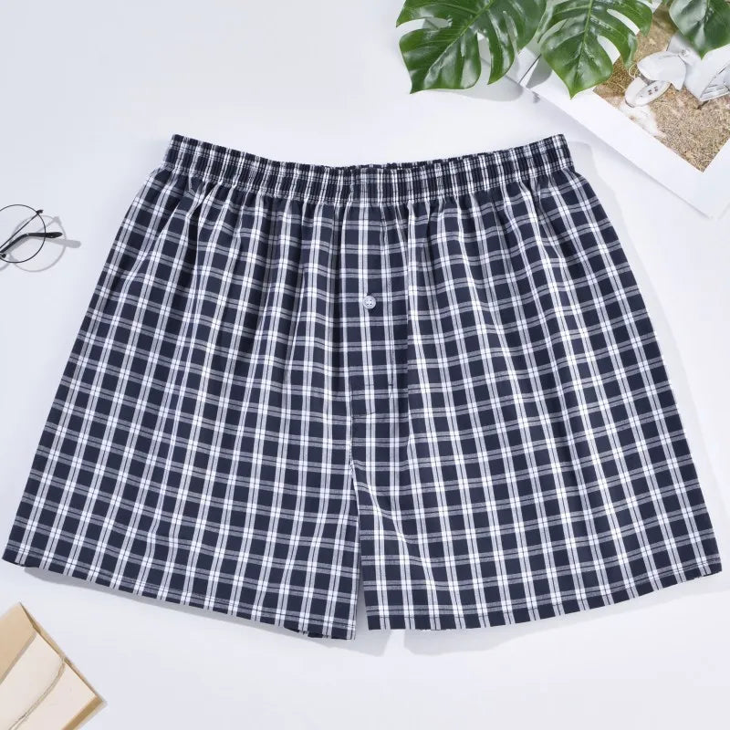 Men's Underwear Boxer Shorts Casual Cotton Sleep Briefs Homewear Men's Arrow Striped Plaid Loose Comfortable Underwear