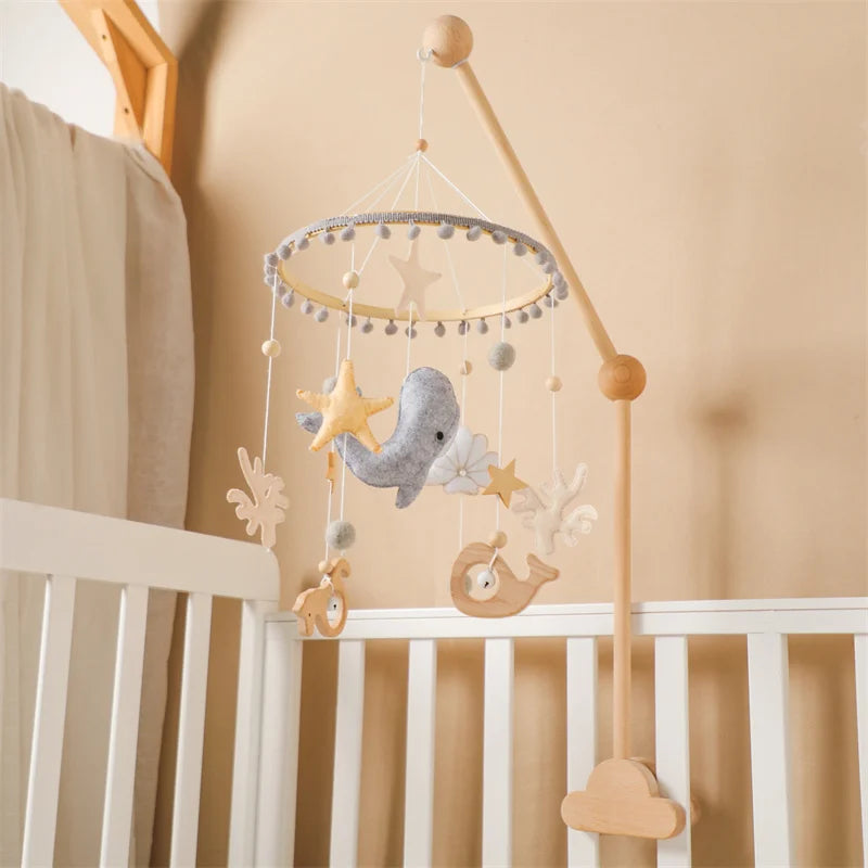 Hochets pour nouveau-né de 0 à 12 mois, jouets en feutre doux, cloche de lit de baleine, berceau Mobile suspendu, carrousel Musical, jouet pour garçons et filles, cadeau
