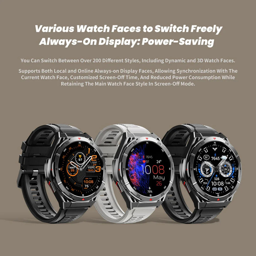 Nouvelle montre intelligente GPS sport boussole Altitude pression d'air appel de dent bleue 3ATM étanche santé AMOLED écran Smartwatch 480Mah