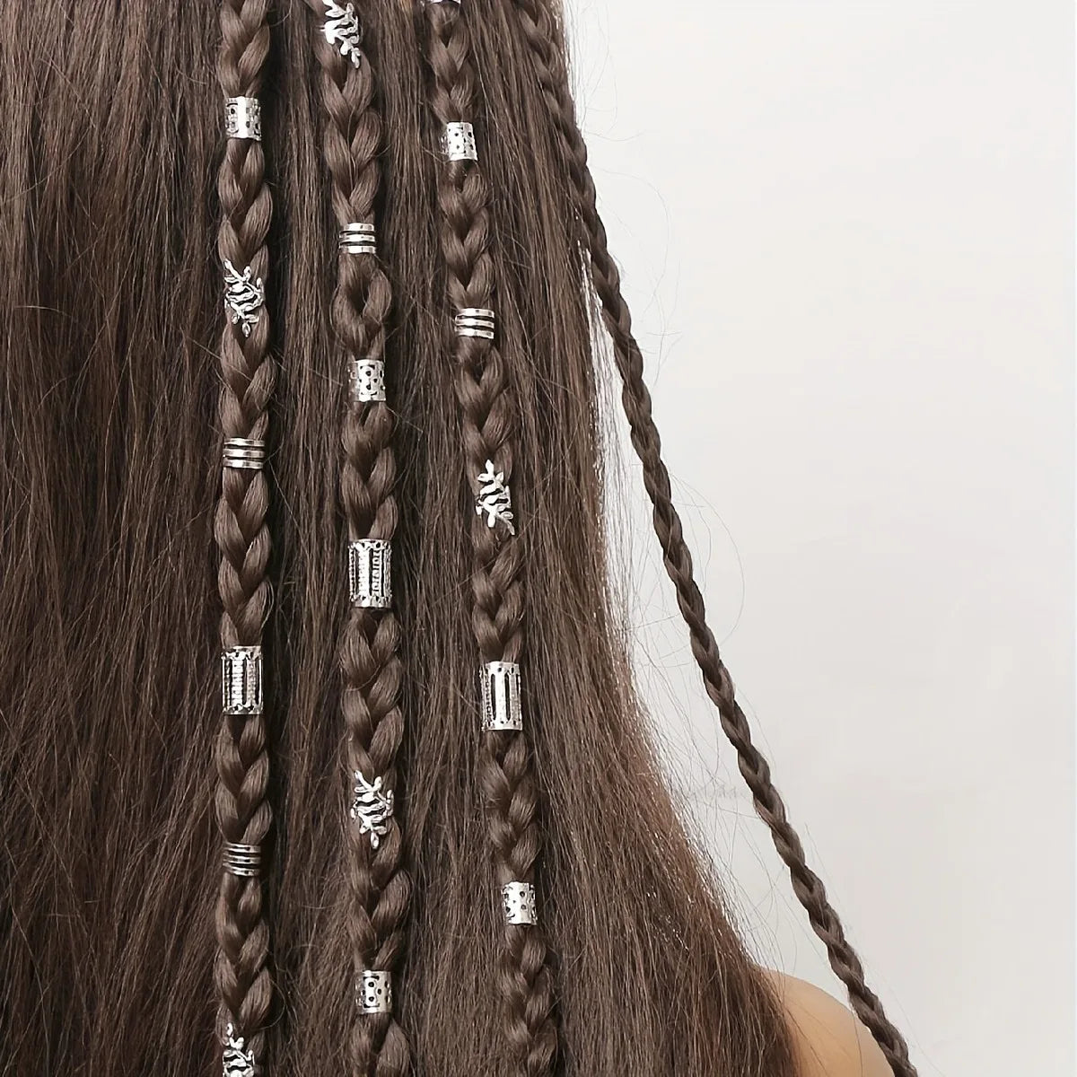 40 pièces/ensemble accessoires de cheveux Loc bijoux de cheveux pour tresses style de cheveux bricolage anneaux de cheveux creux en métal pour diverses décorations/accessoires