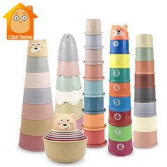 Jouets pour bébé, tasse empilable, dessin animé, apprentissage éducatif précoce, couleur, nidification, tri, bain-douche, jeu d'eau et de sable pour enfants