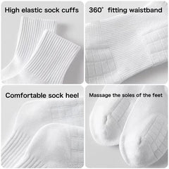 3 pairs of mid-calf sports socks with towel soles for all seasons, solid color, deodorizing, sweat-absorbing and breathable; black mid-calf socks, shock-absorbing and heel-protecting.