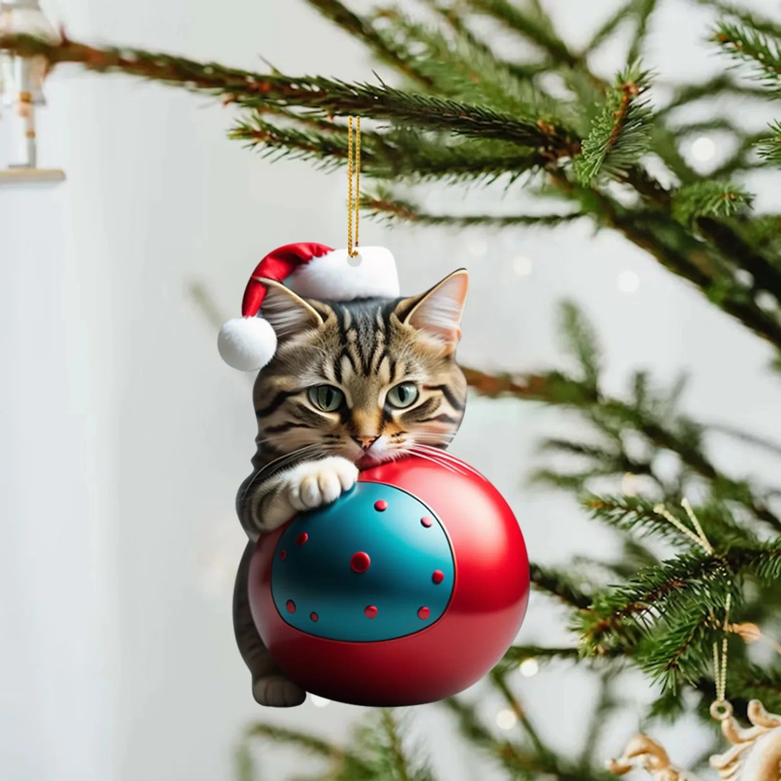 Modern Christmas decoration for home, car pendant, Christmas tree ornament, funny 2D acrylic cat ornament