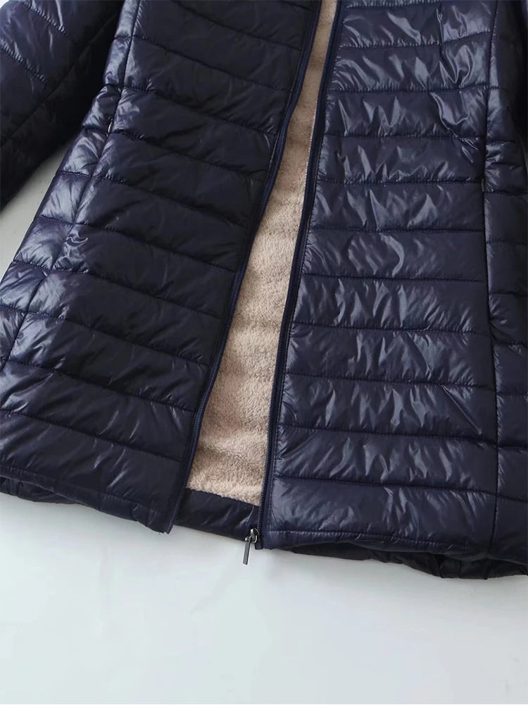 Nouvelle édition coréenne mi-longue à capuche femmes vestes automne hiver mi-longue bureau coton manteaux chaud agneau polaire Parkas