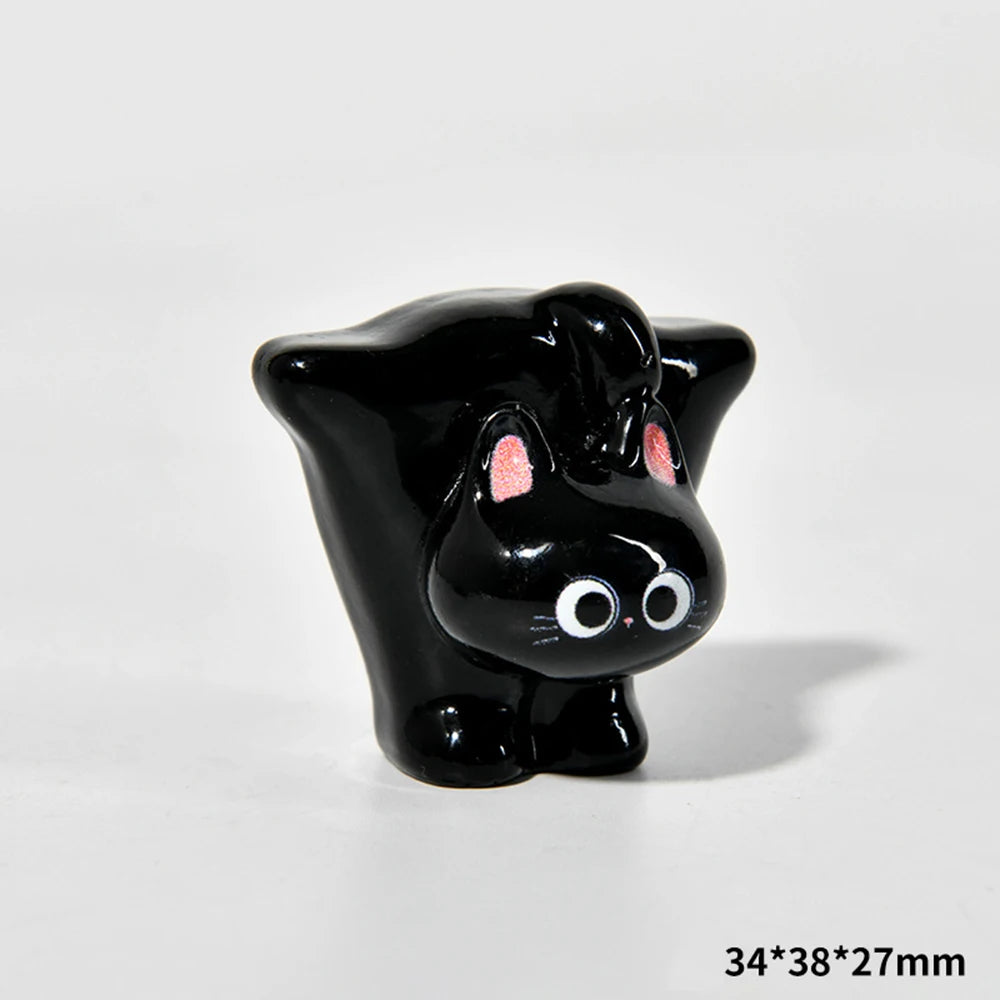 Cartoon resin cat figurine, mini kitten, tilted head, home decorations, small creative figurines for car and desk mounting