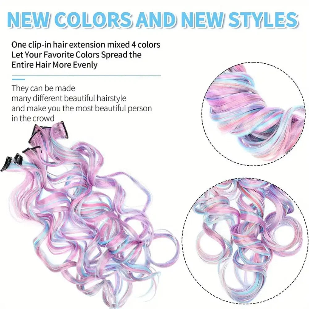 Set of 3/5/8/10 pieces, 22-inch curly synthetic hair extensions for women, perfect for Christmas gifts and Halloween parties