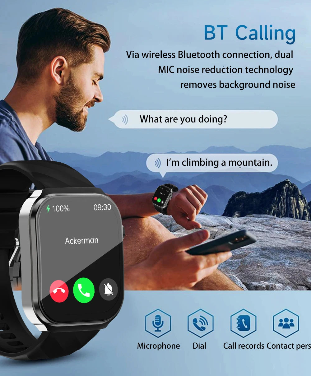 Nouveau montre intelligente pour hommes U13 écran carré de 2.1 pouces résolution 320*386 surveillance de la fréquence cardiaque et de la pression artérielle 2024 montre intelligente