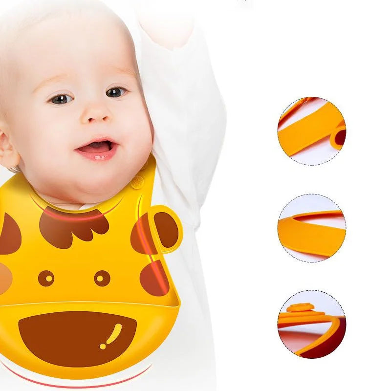 Bavoir tridimensionnel bébé éléphant girafe singe bavoir en silicone imperméable