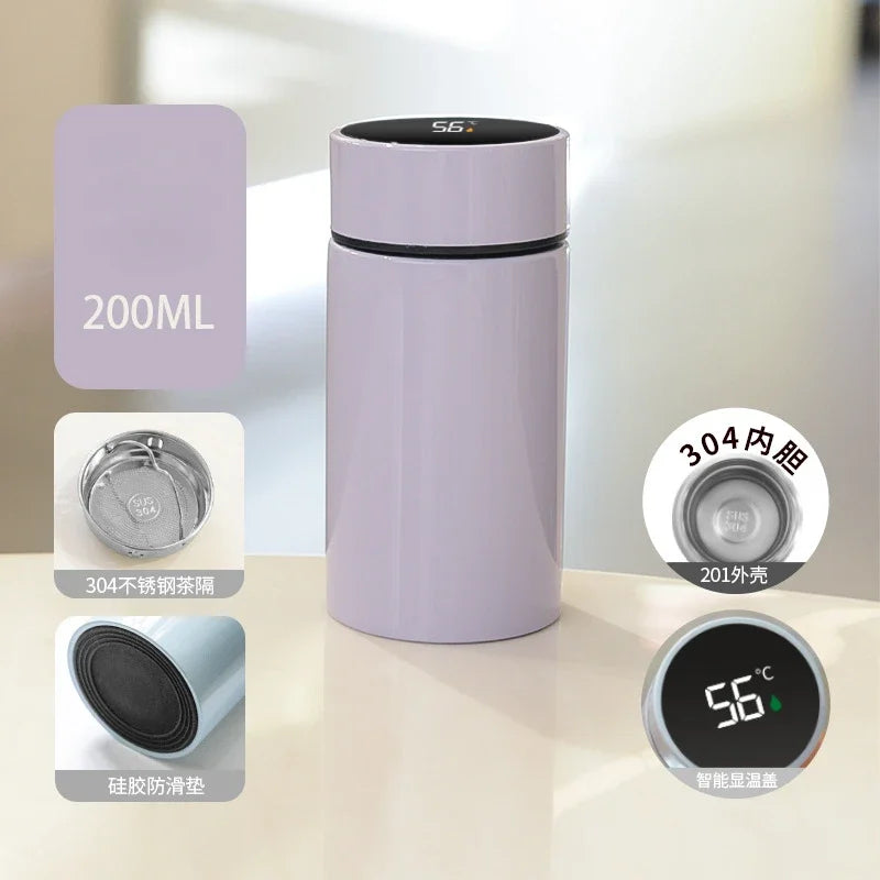 Bouteille d'eau Thermos intelligente de 200ML, affichage Intelligent de la température, flacons sous vide en acier inoxydable, avec filtre, tasse en T