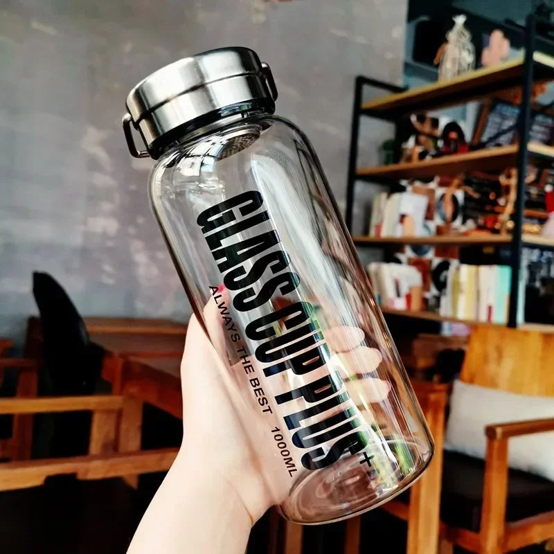 Bouteille d'eau en verre de 2L avec sangle, bouteilles d'eau de Sport, voyage en plein air, verres portables étanches, bouteille de thé en verre avec infuseur