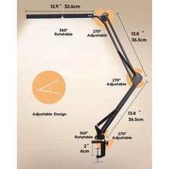 Lampe de bureau, lampe de bureau LED avec culbuteur, Angle réglable, 10 niveaux de luminosité, 3 modes d'éclairage, luminaire, apprentissage du protection des yeux
