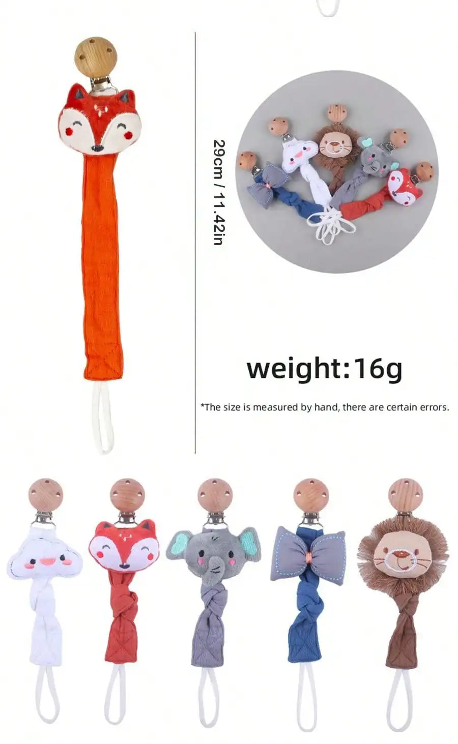 Attache-sucette pour bébé, 1 pièce, chaîne de sucette en bois de coton pour nouveau-né, porte-tétine pour tétine, matériau écologique