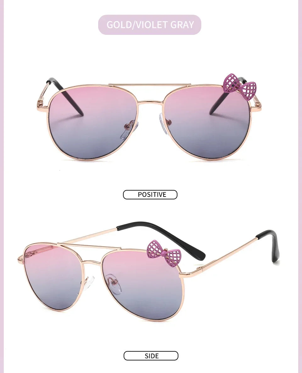 Lunettes de soleil mignonnes pour enfants, monture métallique, mode filles, lunettes de cyclisme en plein air, lunettes de fête, fournitures de photographie