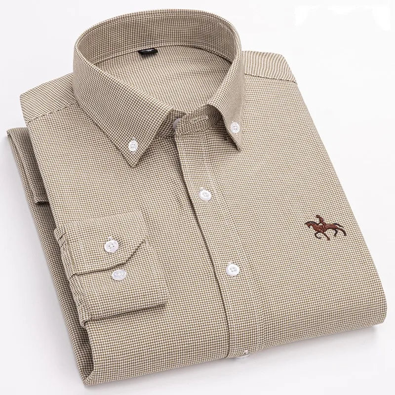 2024 mode hommes travail affaires marque Chemise hommes Plaid coton tenue décontractée chemises coupe ajustée à manches longues boutonné Chemise Homme